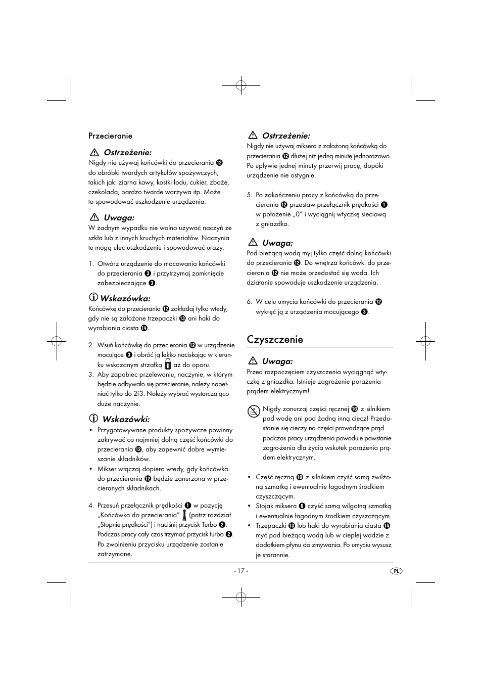 Czyszczenie, Przecieranie ostrzeżenie, Uwaga | Wskazówka, Wskazówki, Ostrzeżenie | Silvercrest SHMS 300 B1 User Manual | Page 20 / 74