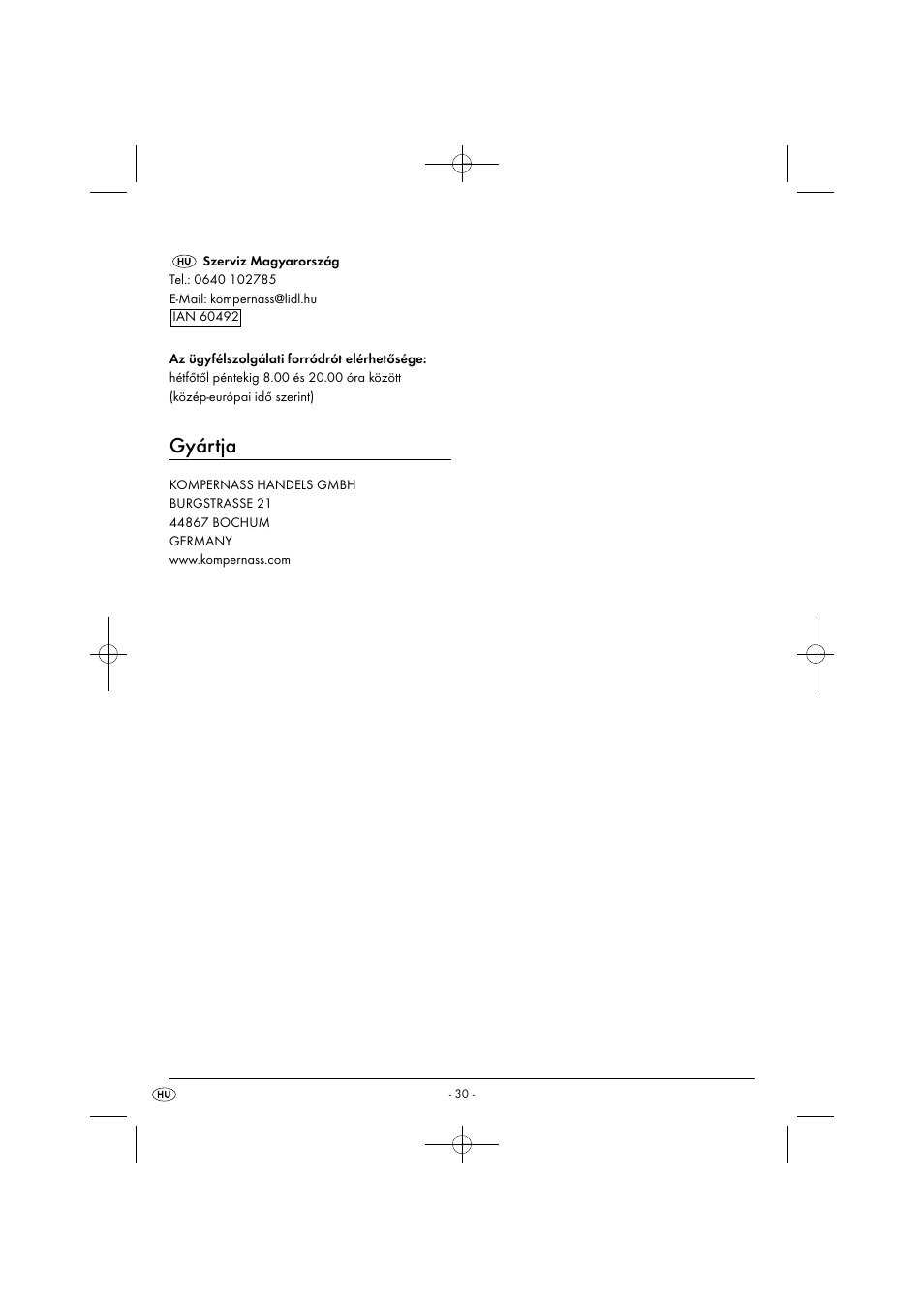 Gyártja | Silvercrest SHMS 300 B1 User Manual | Page 33 / 74