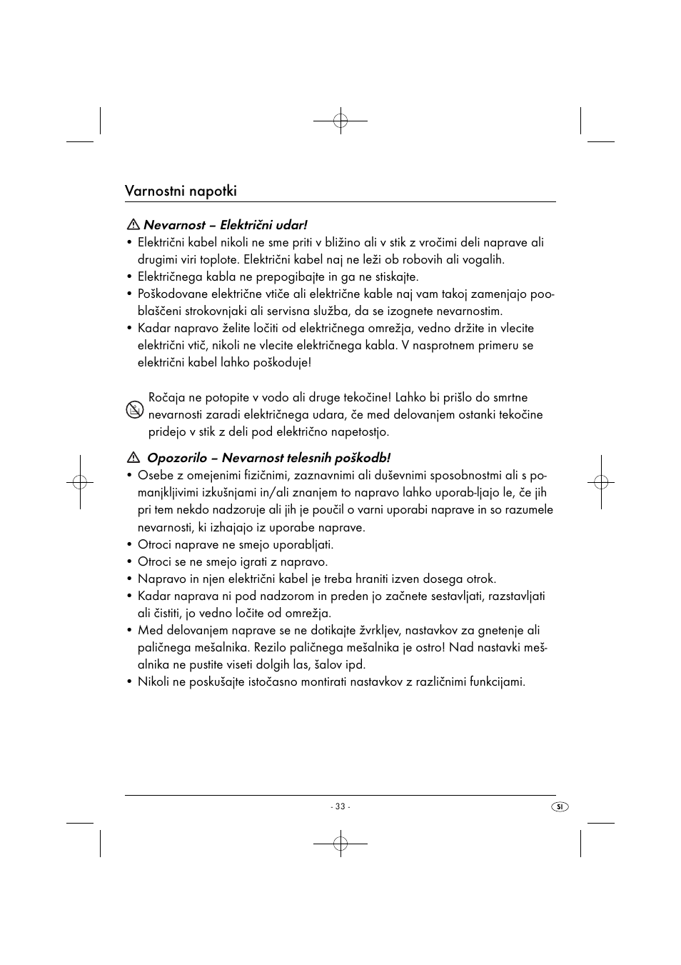 Varnostni napotki | Silvercrest SHMS 300 B1 User Manual | Page 36 / 74
