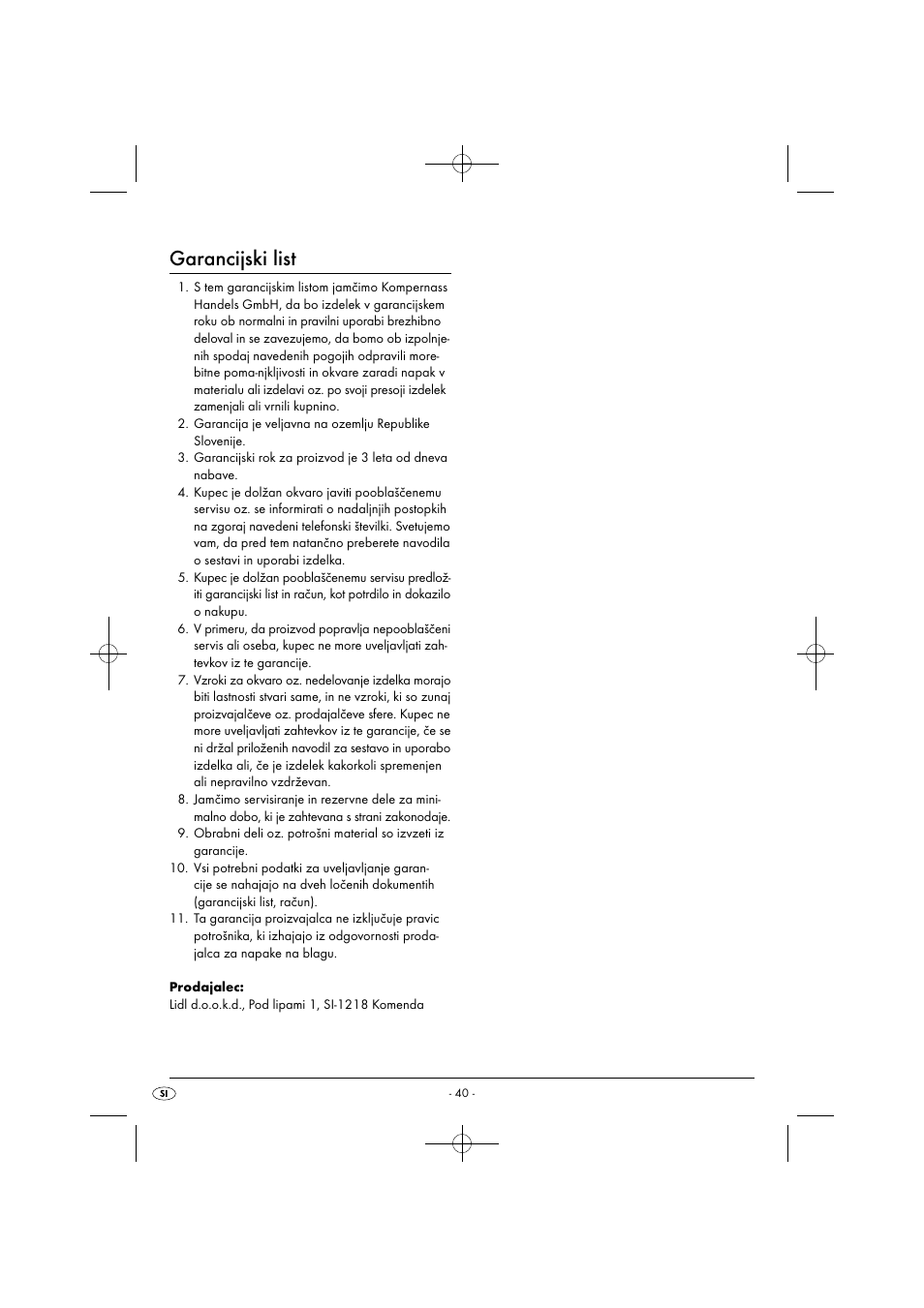 Garancijski list | Silvercrest SHMS 300 B1 User Manual | Page 43 / 74