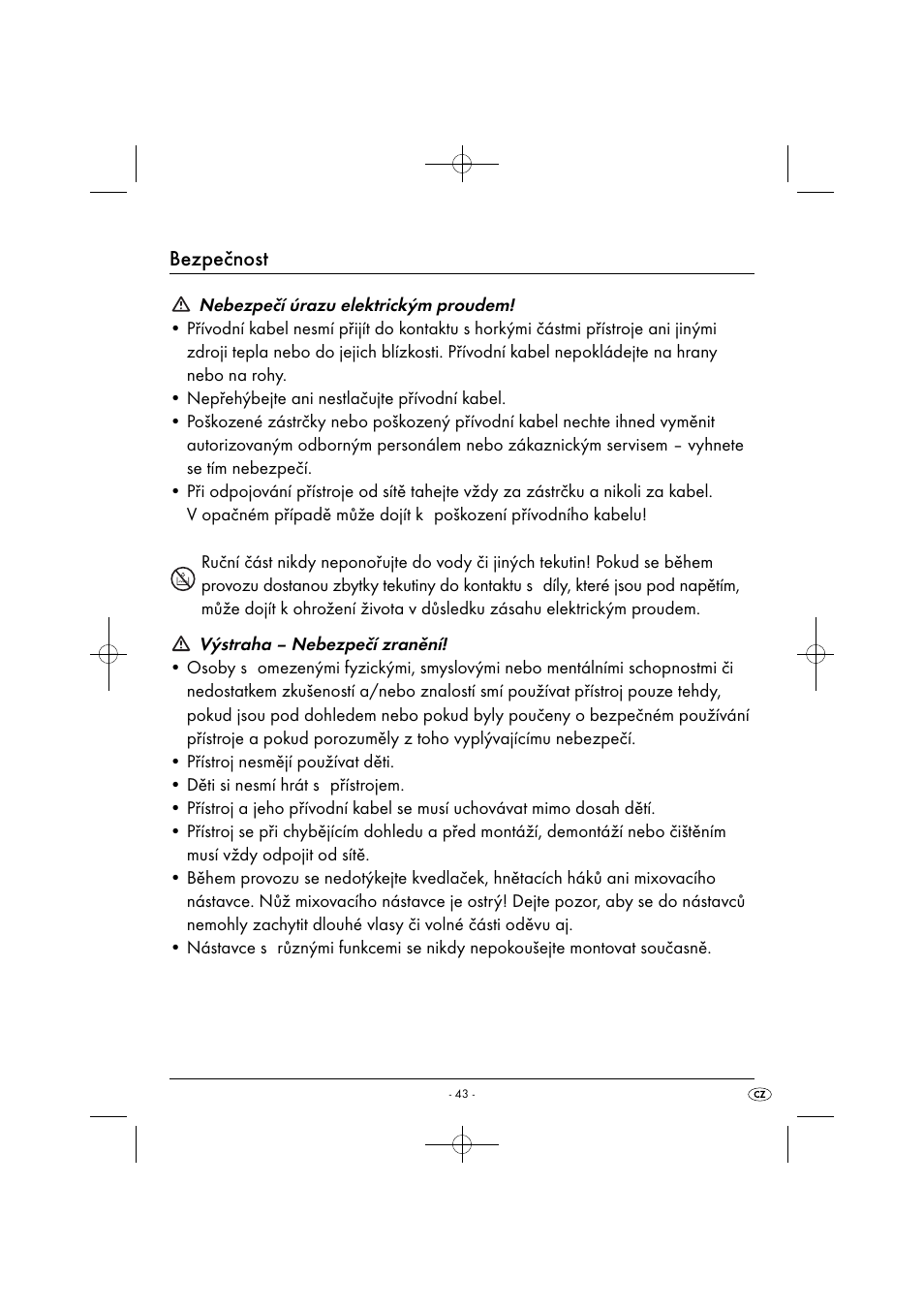 Bezpečnost | Silvercrest SHMS 300 B1 User Manual | Page 46 / 74