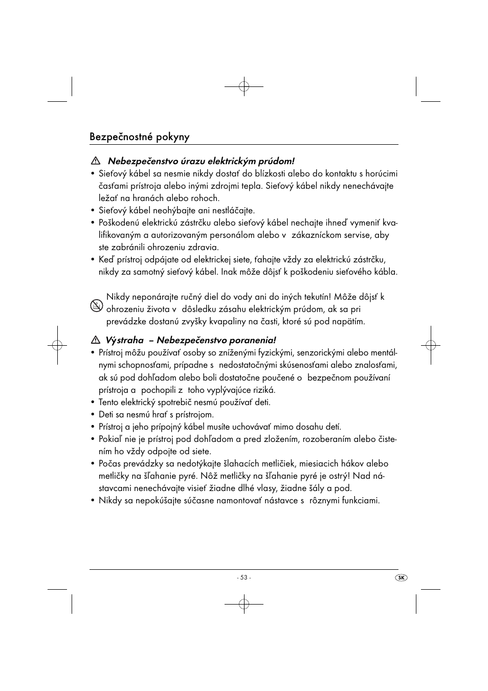 Bezpečnostné pokyny | Silvercrest SHMS 300 B1 User Manual | Page 56 / 74