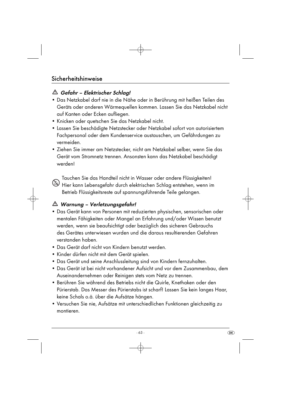Sicherheitshinweise | Silvercrest SHMS 300 B1 User Manual | Page 66 / 74