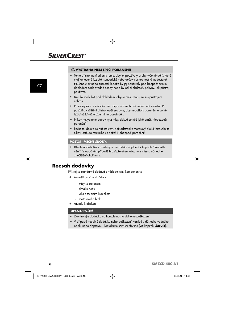 Rozsah dodávky | Silvercrest SMZCD 400 A1 User Manual | Page 18 / 49