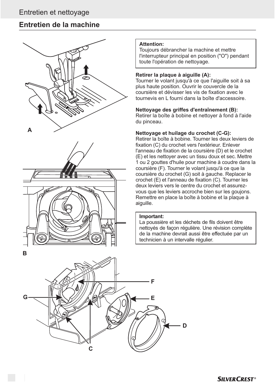 Entretien et nettoyage entretien de la machine | Silvercrest SNM 33 B1 User Manual | Page 24 / 94