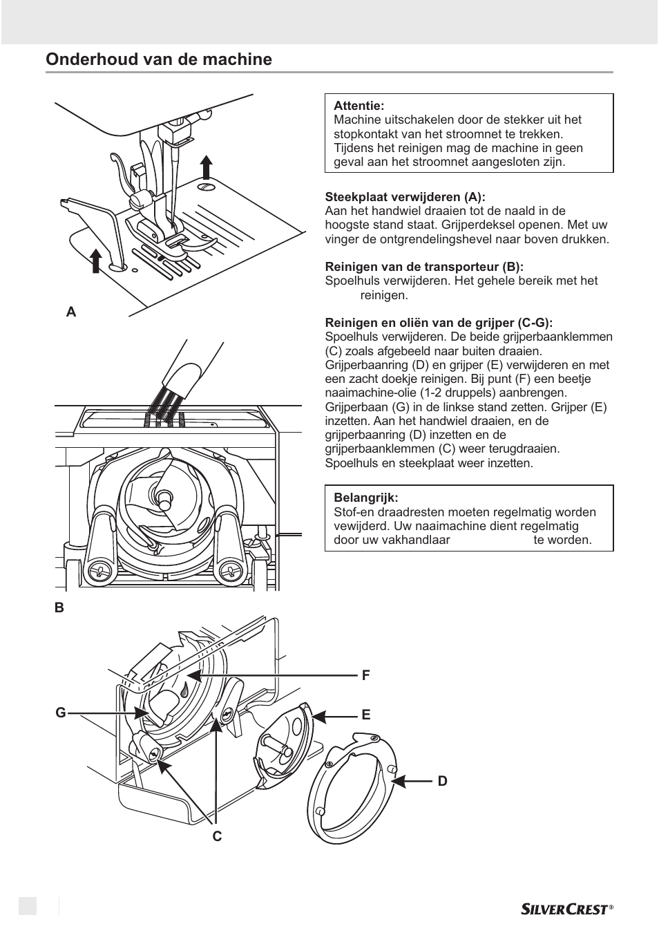 Onderhoud van de machine onderhoud | Silvercrest SNM 33 B1 User Manual | Page 46 / 94