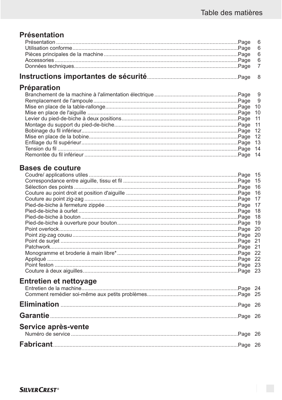Présentation préparation bases de couture | Silvercrest SNM 33 B1 User Manual | Page 5 / 94