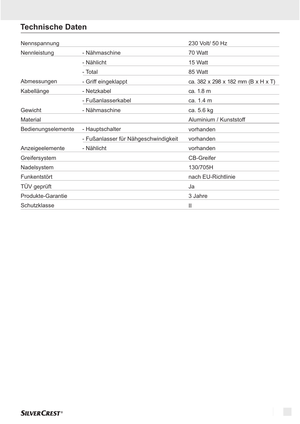 Einleitung technische daten | Silvercrest SNM 33 B1 User Manual | Page 51 / 94