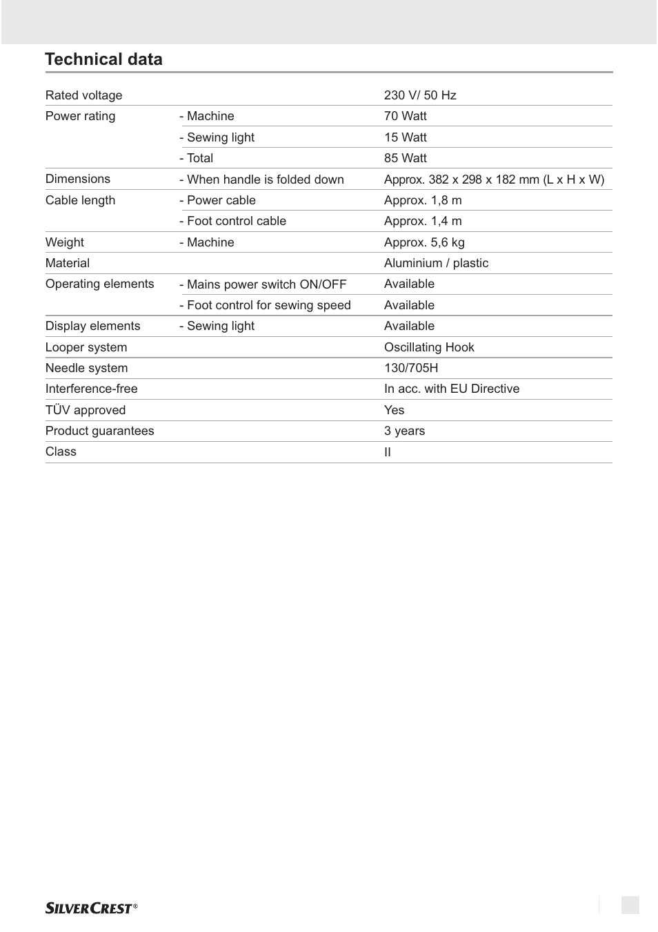 Introduction technical data | Silvercrest SNM 33 B1 User Manual | Page 73 / 94