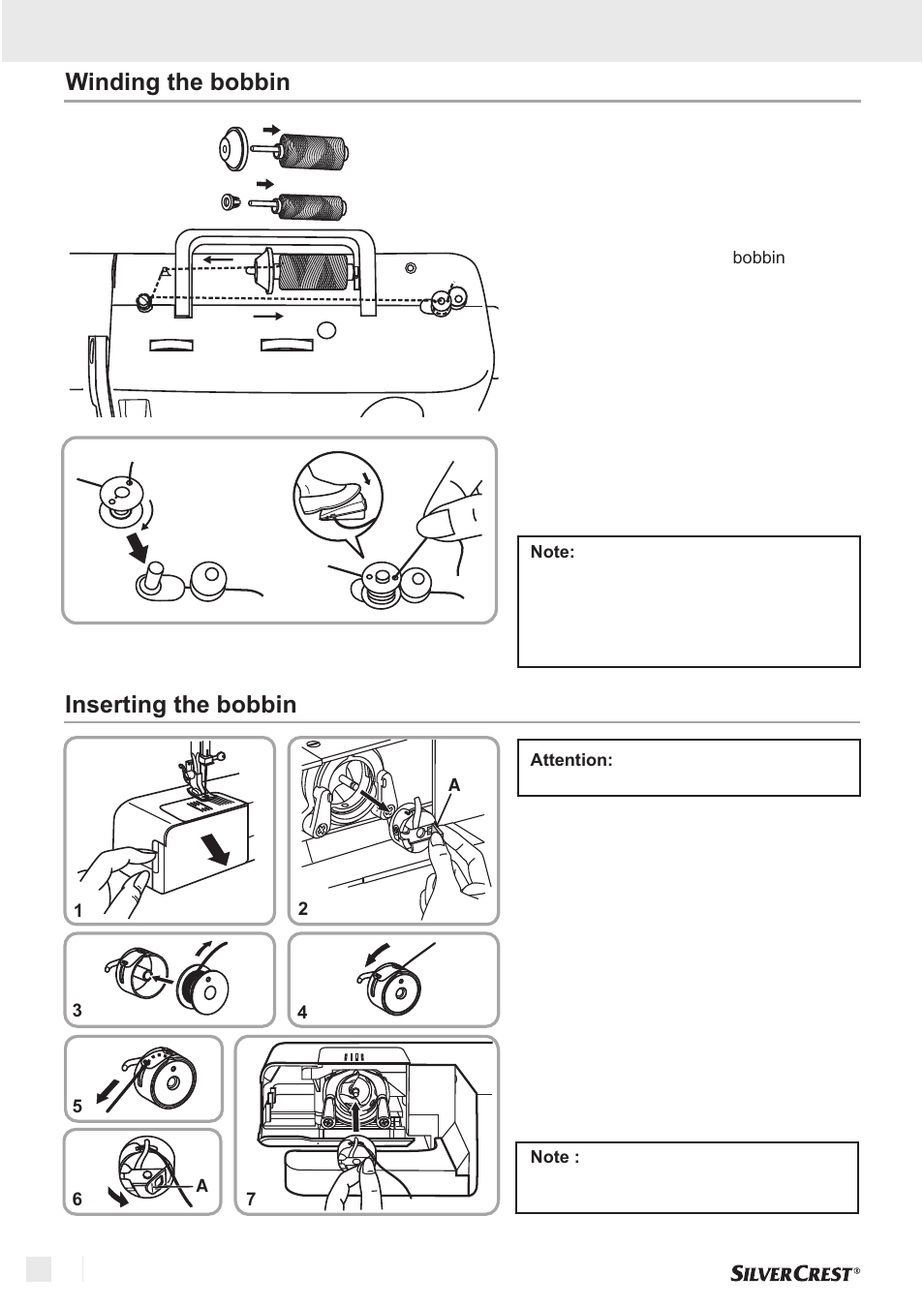 Getting ready, Inserting the bobbin, Winding the bobbin | Silvercrest SNM 33 B1 User Manual | Page 78 / 94