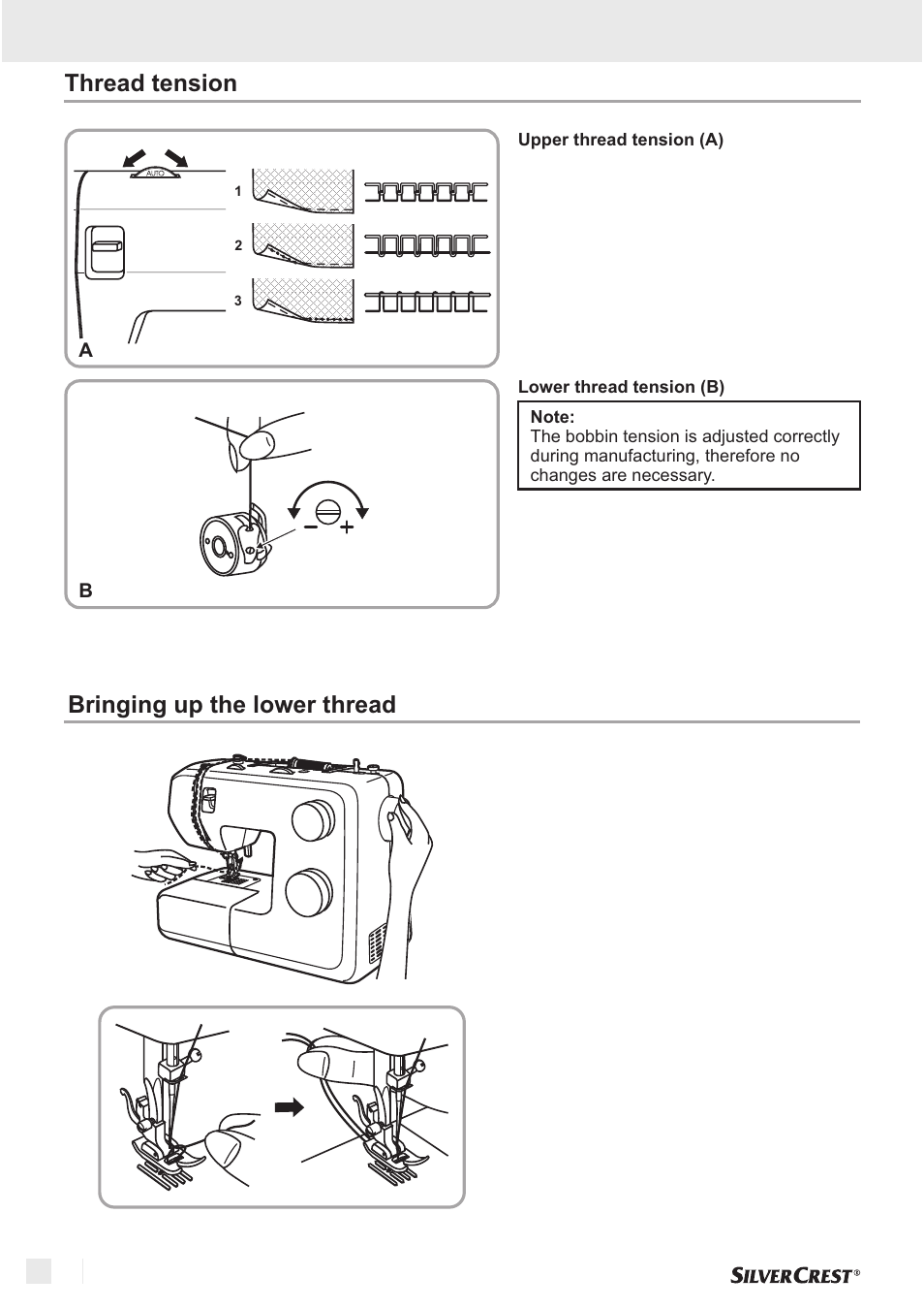 Getting ready thread tension, Bringing up the lower thread | Silvercrest SNM 33 B1 User Manual | Page 80 / 94