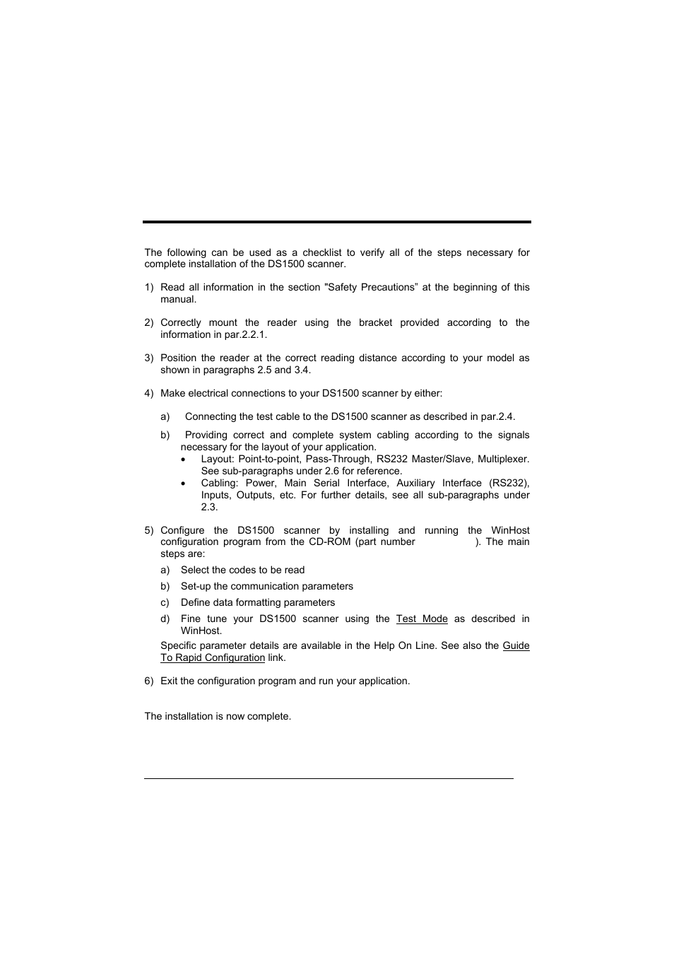 Guide to installation | Datalogic Scanning DS1500 User Manual | Page 11 / 65