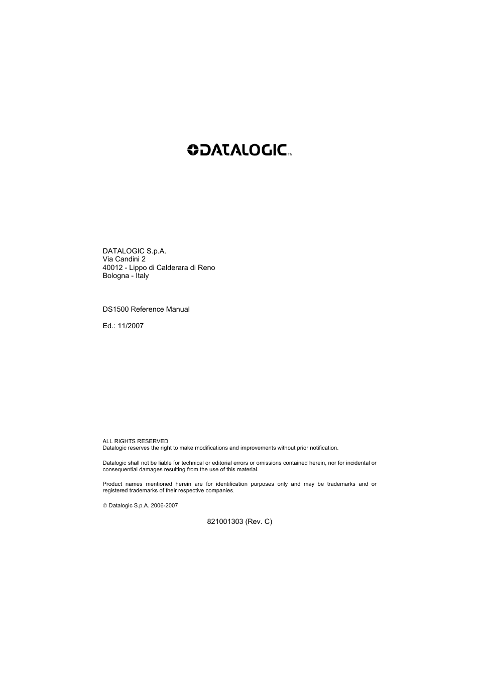 Datalogic Scanning DS1500 User Manual | Page 2 / 65