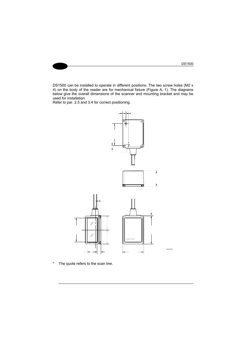 Mechanical installation, 2 mechanical installation | Datalogic Scanning DS1500 User Manual | Page 20 / 65