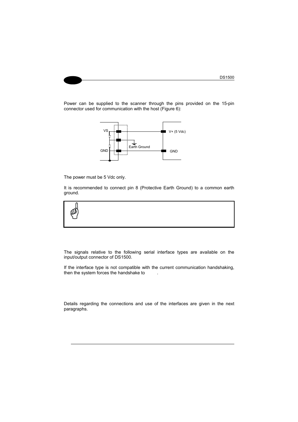 Power supply, Main serial interface, 1 power supply | 2 main serial interface | Datalogic Scanning DS1500 User Manual | Page 24 / 65