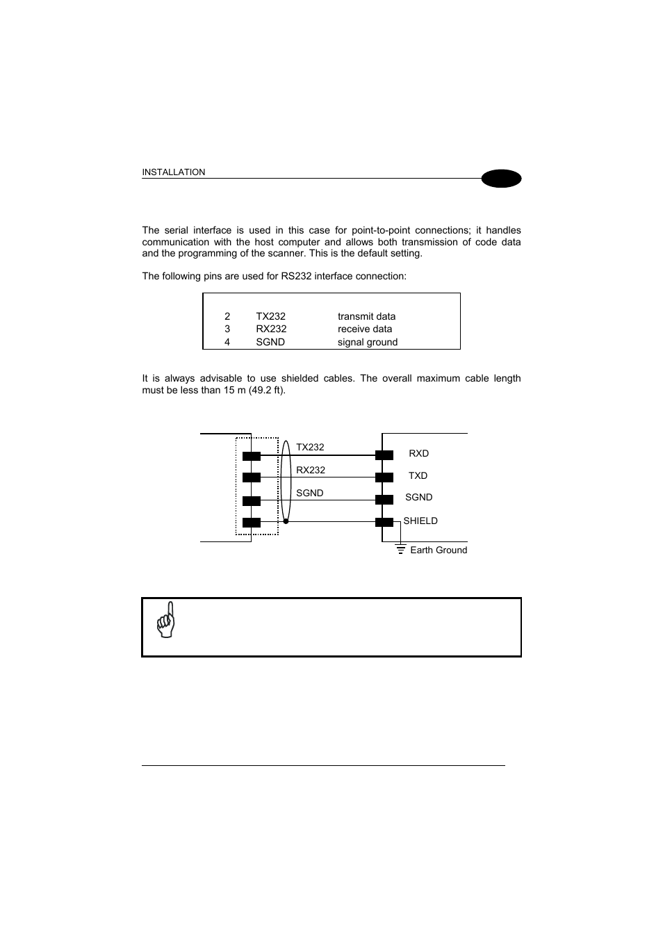 Rs232 interface | Datalogic Scanning DS1500 User Manual | Page 25 / 65