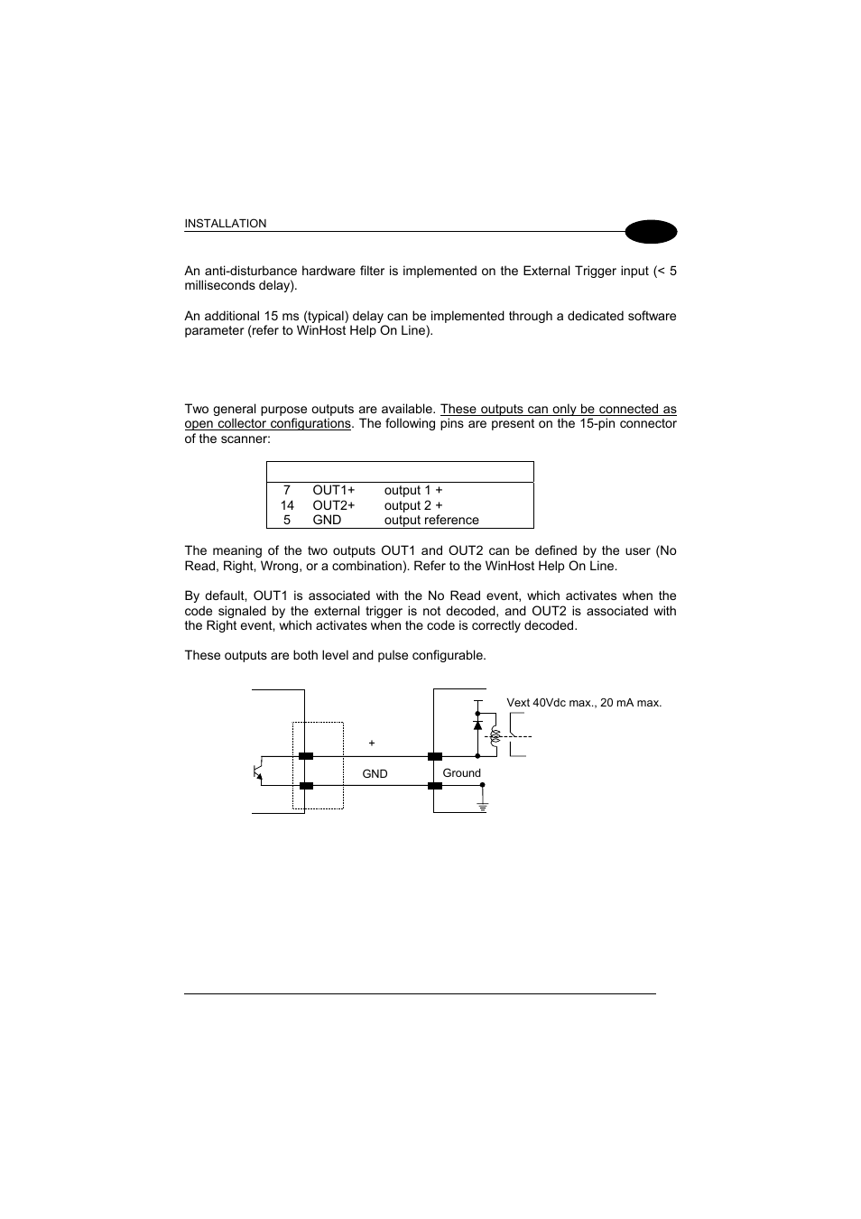 Outputs, 5 outputs | Datalogic Scanning DS1500 User Manual | Page 31 / 65