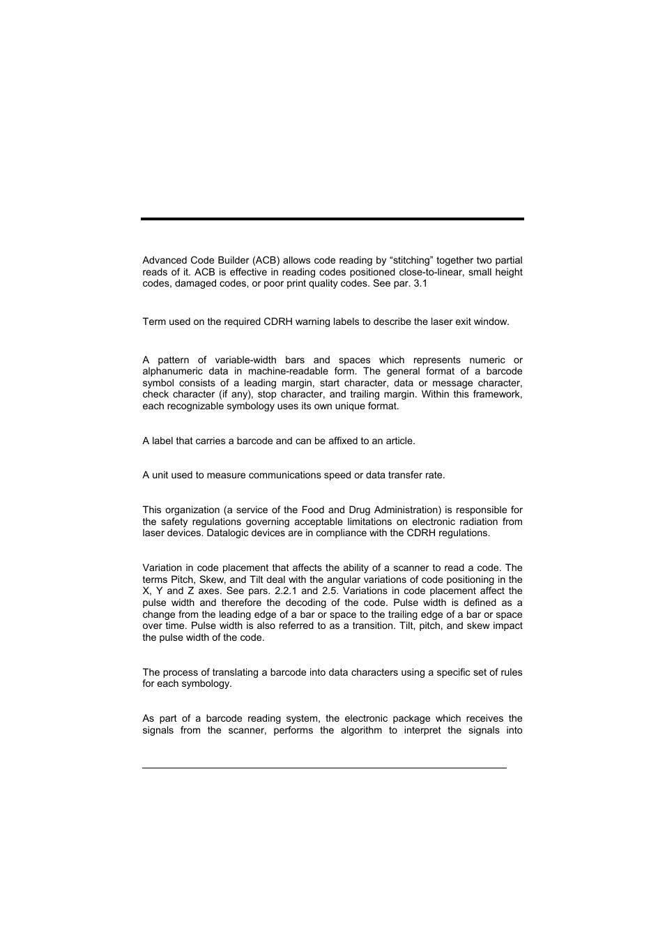 Glossary | Datalogic Scanning DS1500 User Manual | Page 59 / 65