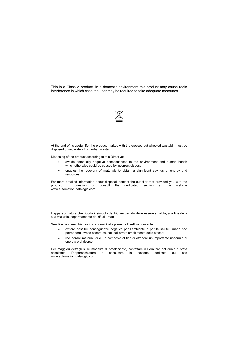 Ce compliance, Weee compliance | Datalogic Scanning DS1500 User Manual | Page 8 / 65