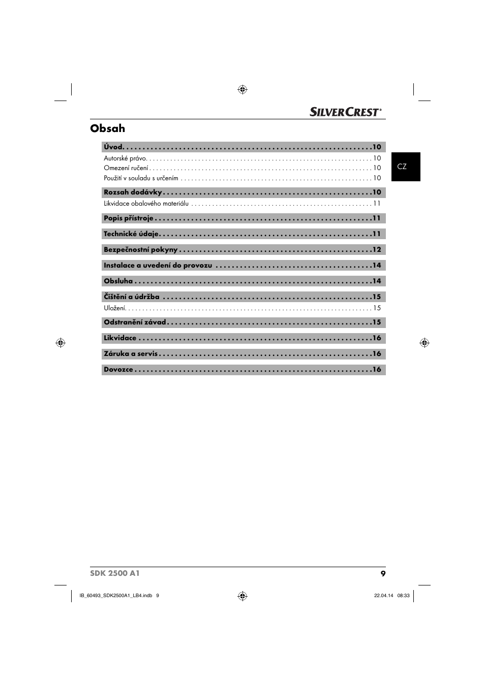 Silvercrest SDK 2500 A1 User Manual | Page 12 / 38