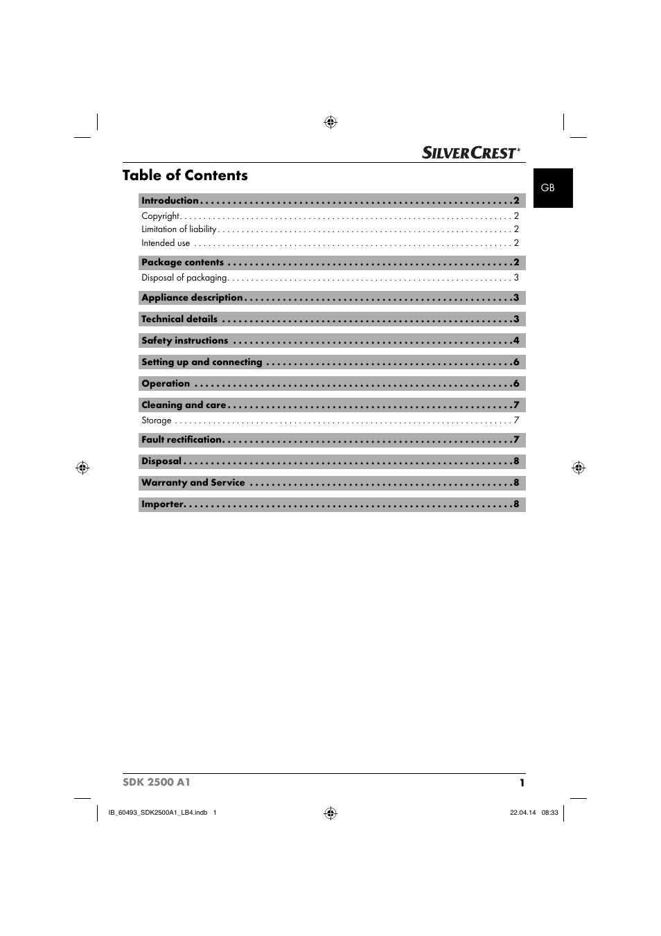 Silvercrest SDK 2500 A1 User Manual | Page 4 / 38