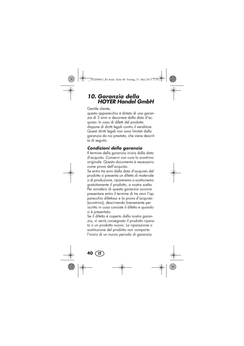 Garanzia della hoyer handelgmbh | Silvercrest SSK 32 A1 User Manual | Page 42 / 74