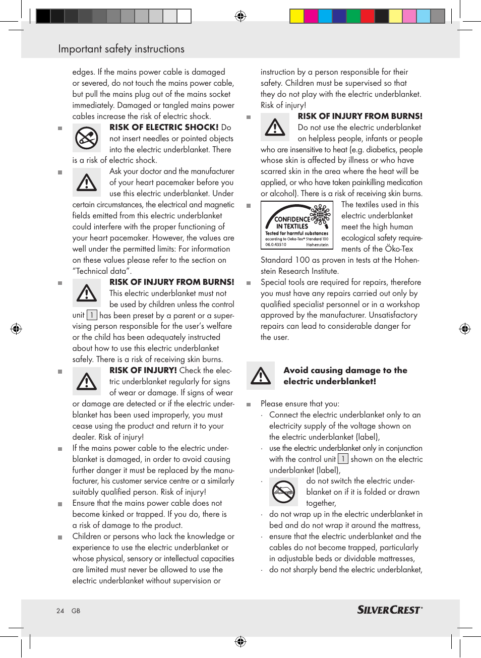 Important safety instructions | Silvercrest SWUB 85 A2 User Manual | Page 20 / 24