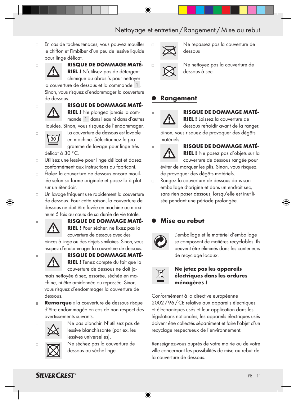 Nettoyage et entretien / rangement / mise au rebut, Rangement, Mise au rebut | Silvercrest SWUB 85 A2 User Manual | Page 7 / 24