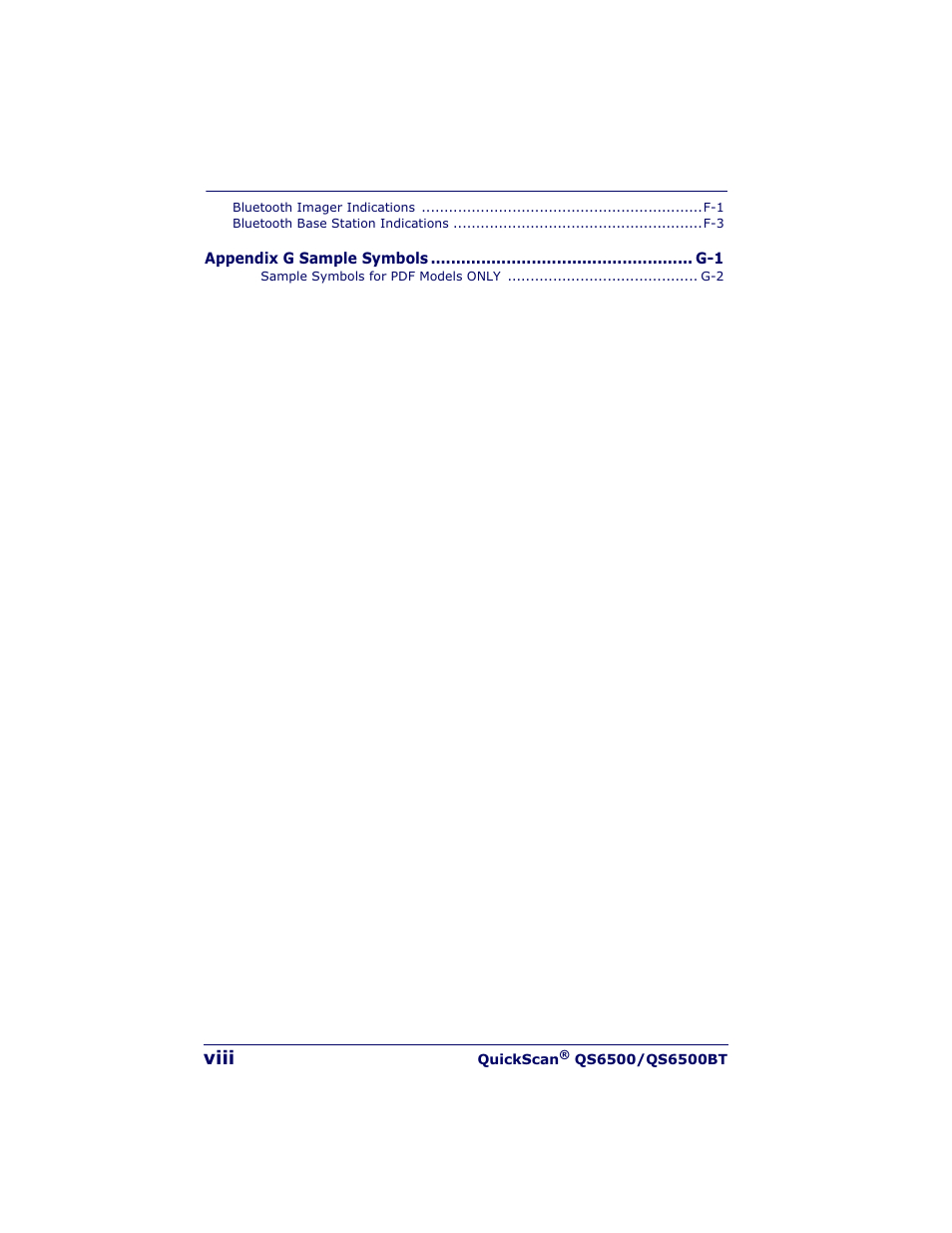 Viii | Datalogic Scanning QUICKSCAN QS6500BT User Manual | Page 10 / 336