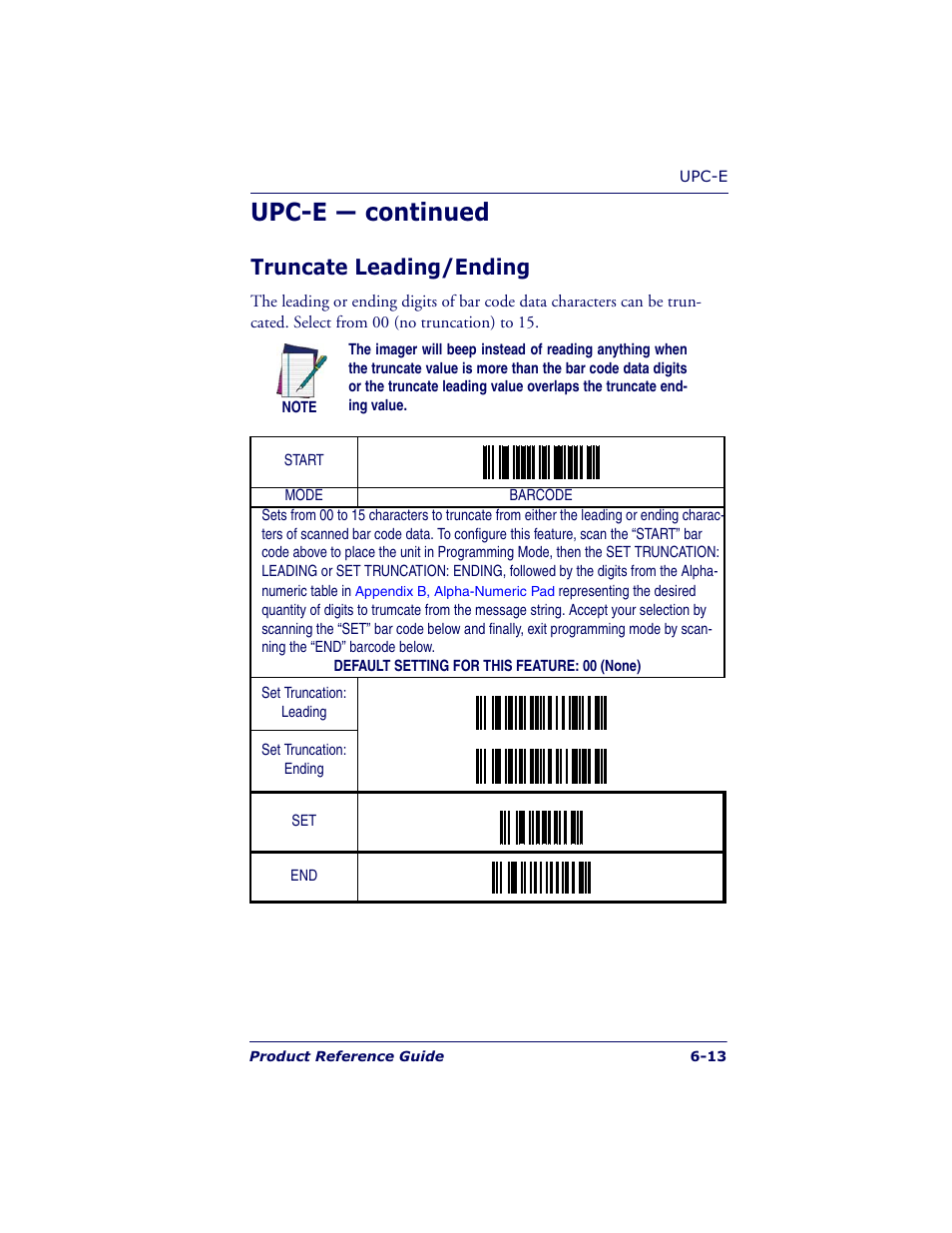 Upc-e — continued, Truncate leading/ending | Datalogic Scanning QUICKSCAN QS6500BT User Manual | Page 101 / 336