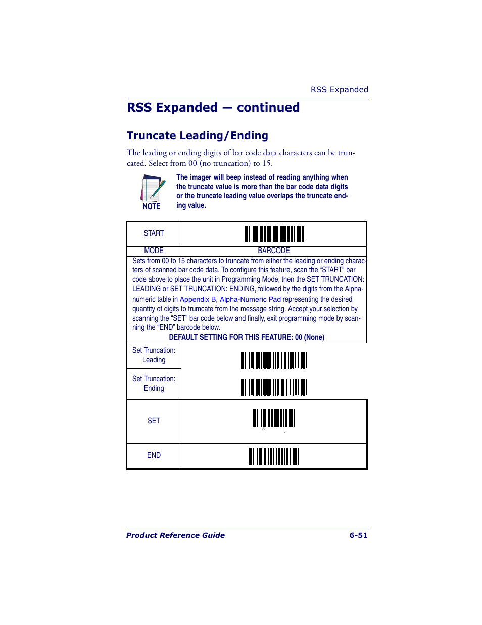 Rss expanded — continued, Truncate leading/ending | Datalogic Scanning QUICKSCAN QS6500BT User Manual | Page 139 / 336