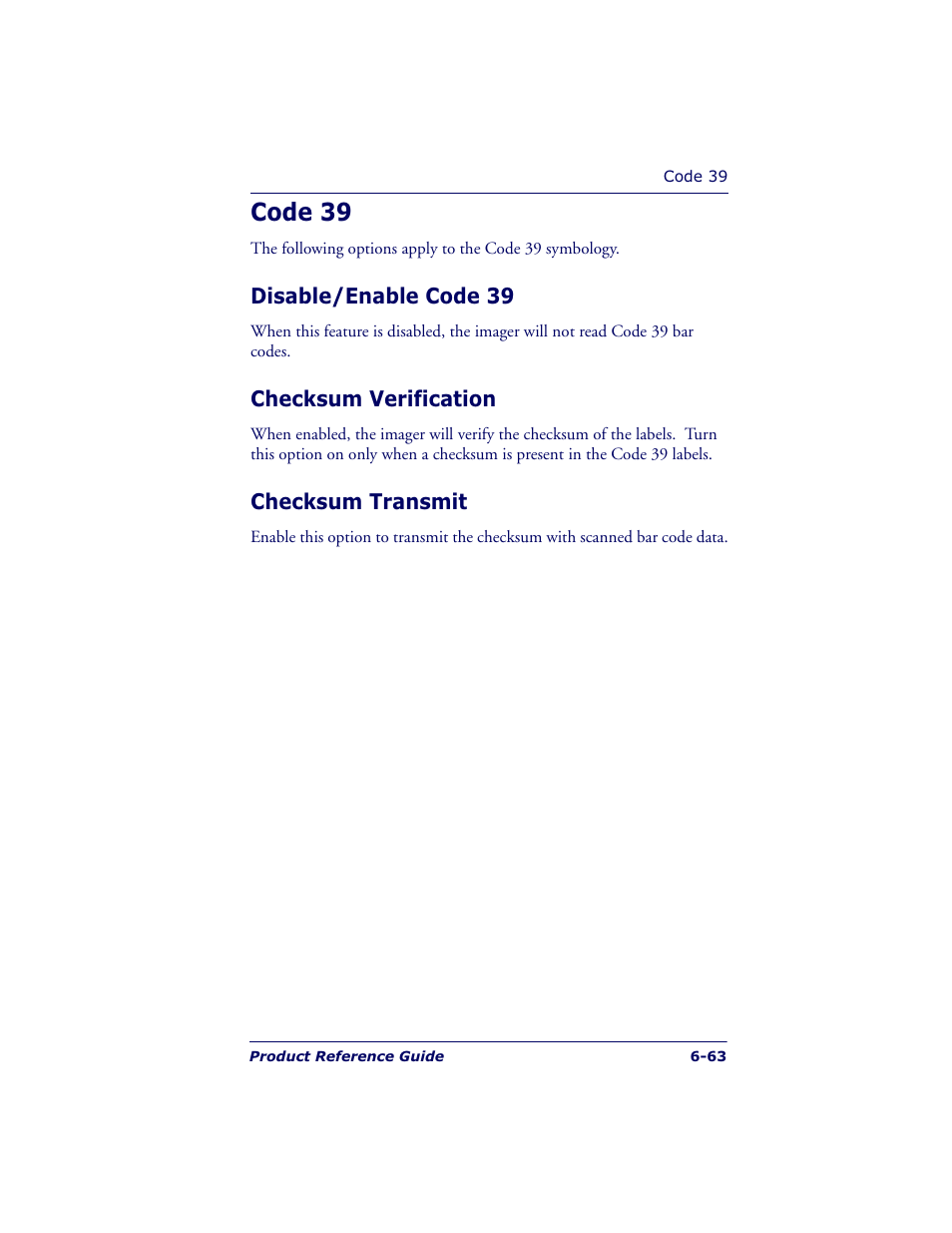 Code 39 | Datalogic Scanning QUICKSCAN QS6500BT User Manual | Page 151 / 336