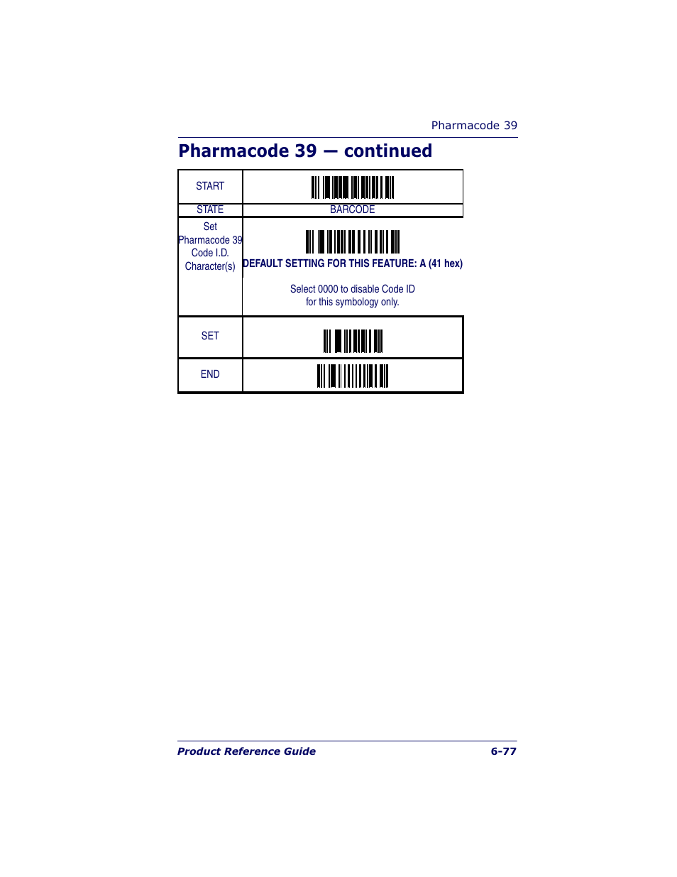 Pharmacode 39 — continued | Datalogic Scanning QUICKSCAN QS6500BT User Manual | Page 165 / 336