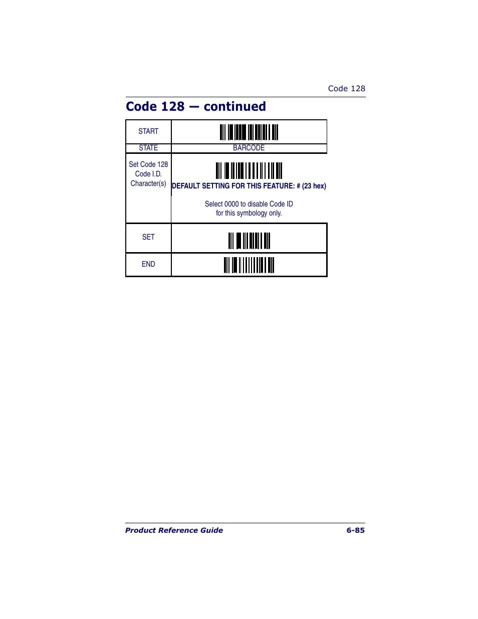 Code 128 — continued | Datalogic Scanning QUICKSCAN QS6500BT User Manual | Page 173 / 336