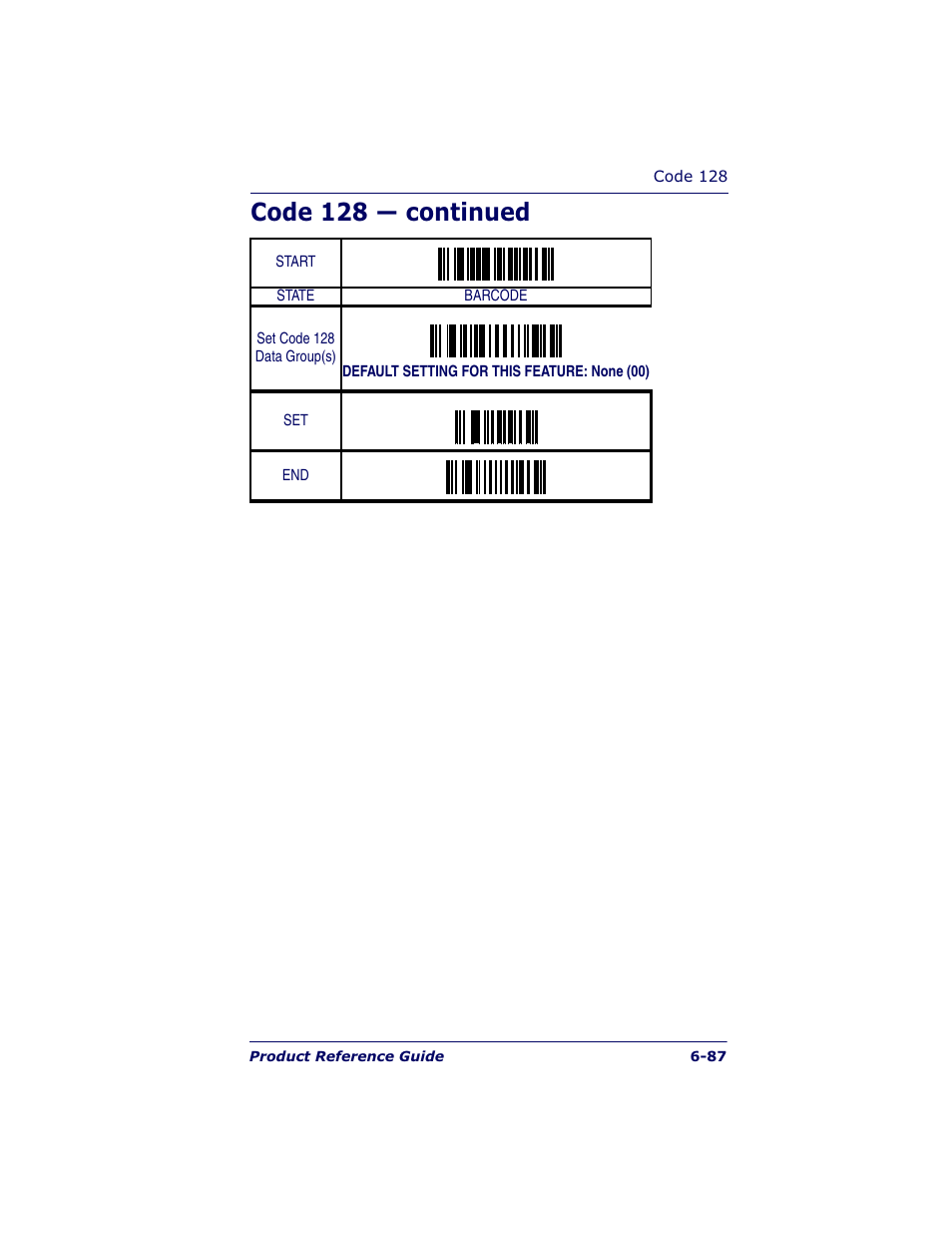 Code 128 — continued | Datalogic Scanning QUICKSCAN QS6500BT User Manual | Page 175 / 336