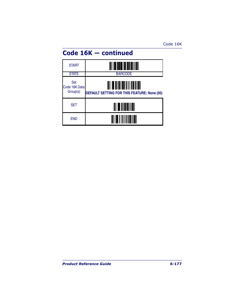 Code 16k — continued | Datalogic Scanning QUICKSCAN QS6500BT User Manual | Page 265 / 336