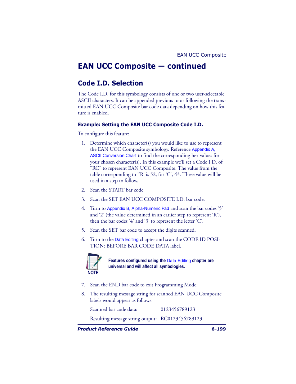 Ean ucc composite — continued, Code i.d. selection | Datalogic Scanning QUICKSCAN QS6500BT User Manual | Page 287 / 336