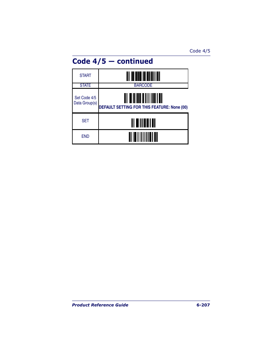 Code 4/5 — continued | Datalogic Scanning QUICKSCAN QS6500BT User Manual | Page 295 / 336