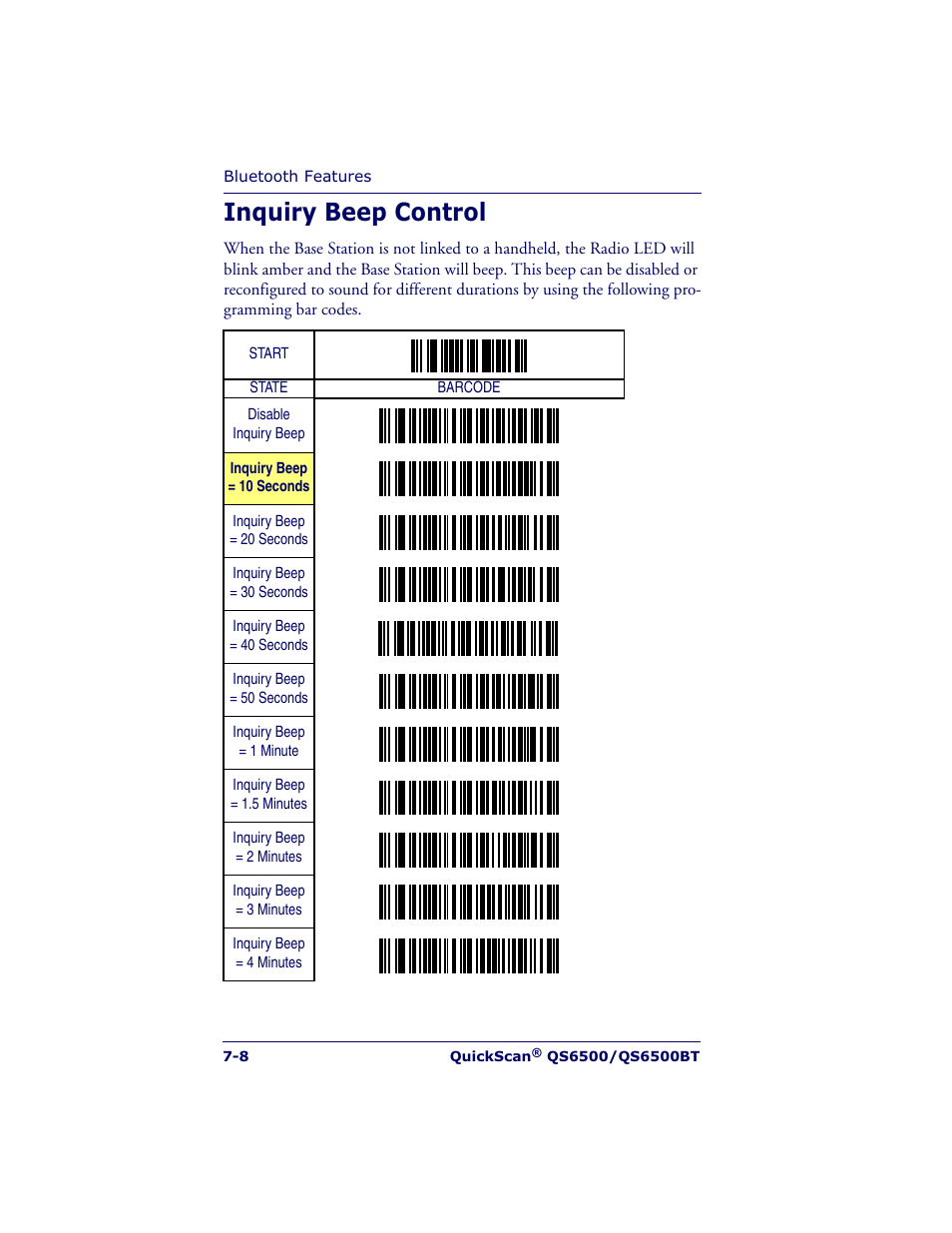 Inquiry beep control | Datalogic Scanning QUICKSCAN QS6500BT User Manual | Page 304 / 336