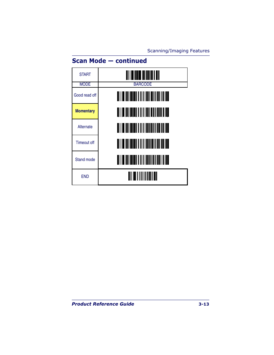 Scan mode — continued | Datalogic Scanning QUICKSCAN QS6500BT User Manual | Page 31 / 336