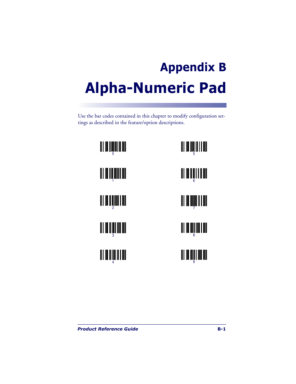 Alpha-numeric pad, Appendix b | Datalogic Scanning QUICKSCAN QS6500BT User Manual | Page 313 / 336