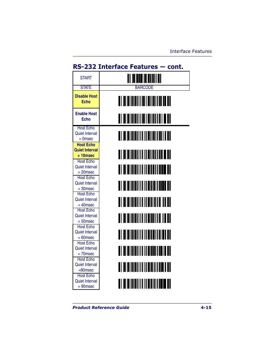 Rs-232 interface features — cont | Datalogic Scanning QUICKSCAN QS6500BT User Manual | Page 51 / 336