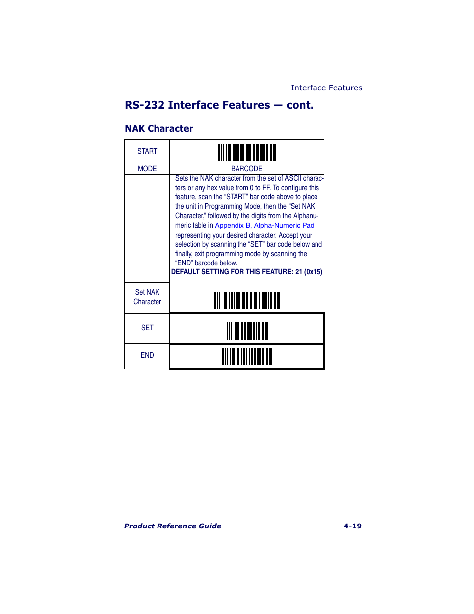 Rs-232 interface features — cont | Datalogic Scanning QUICKSCAN QS6500BT User Manual | Page 55 / 336