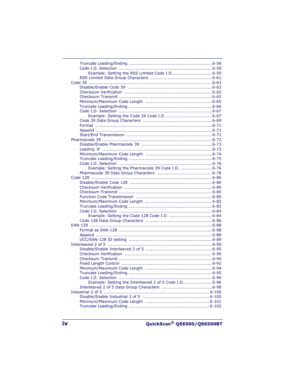 Datalogic Scanning QUICKSCAN QS6500BT User Manual | Page 6 / 336