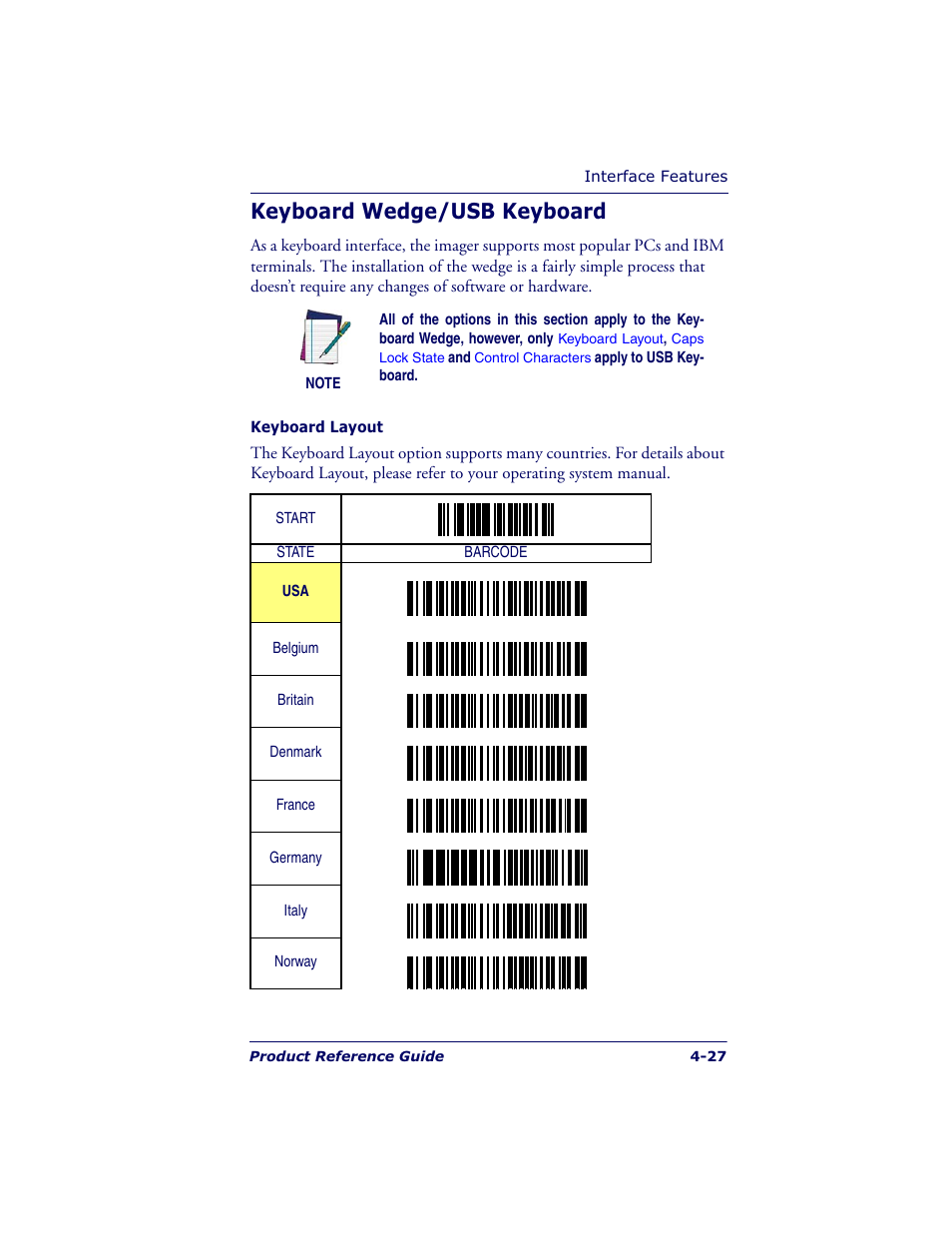 Keyboard wedge/usb keyboard | Datalogic Scanning QUICKSCAN QS6500BT User Manual | Page 63 / 336