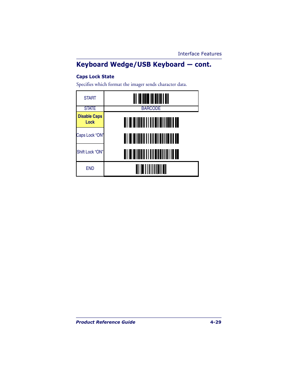 Keyboard wedge/usb keyboard — cont | Datalogic Scanning QUICKSCAN QS6500BT User Manual | Page 65 / 336