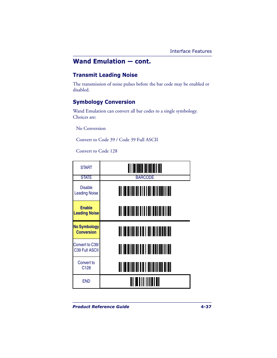 Wand emulation — cont | Datalogic Scanning QUICKSCAN QS6500BT User Manual | Page 73 / 336