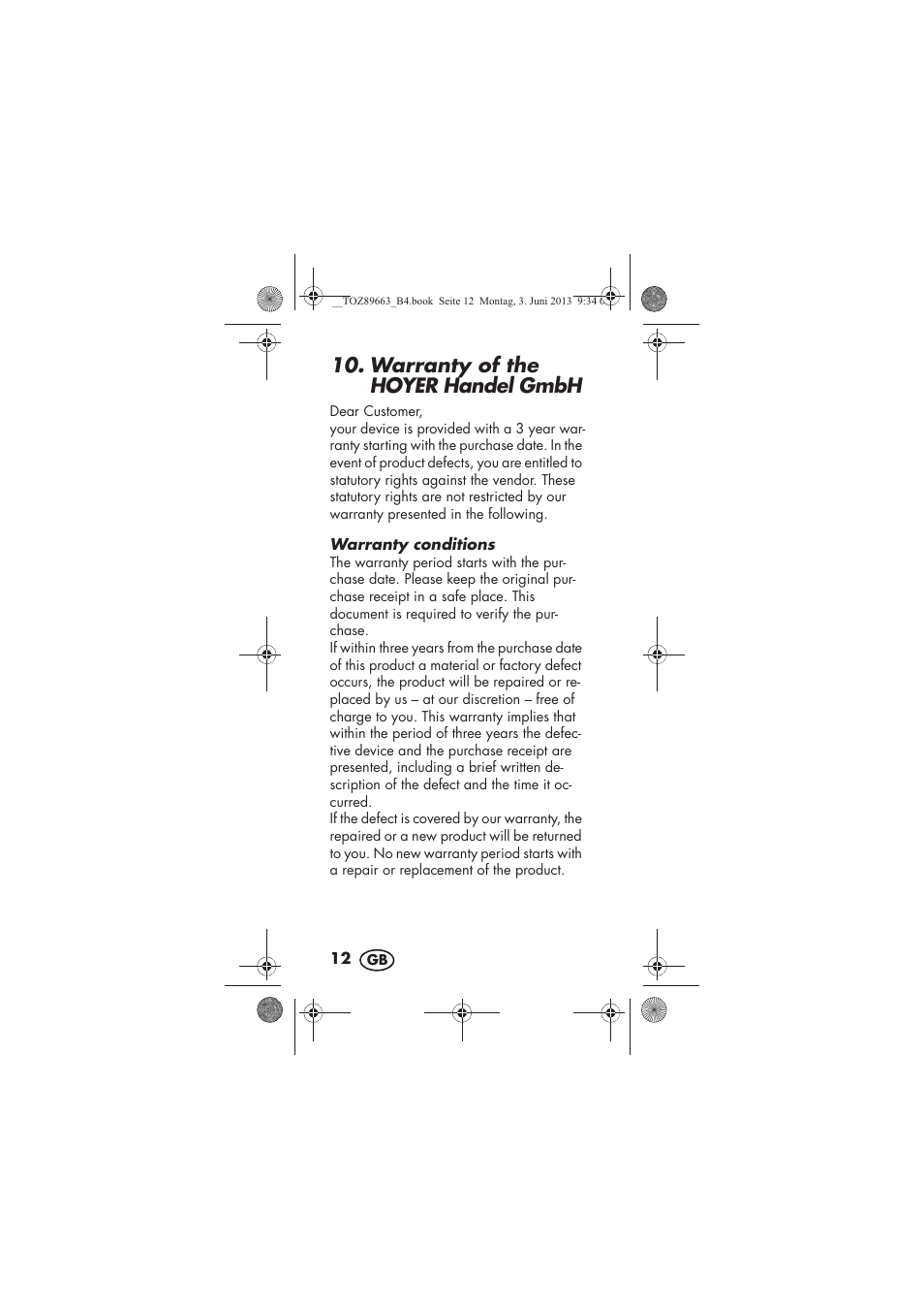 Warranty of the hoyer handelgmbh | Silvercrest SSK 32 A1 User Manual | Page 14 / 102