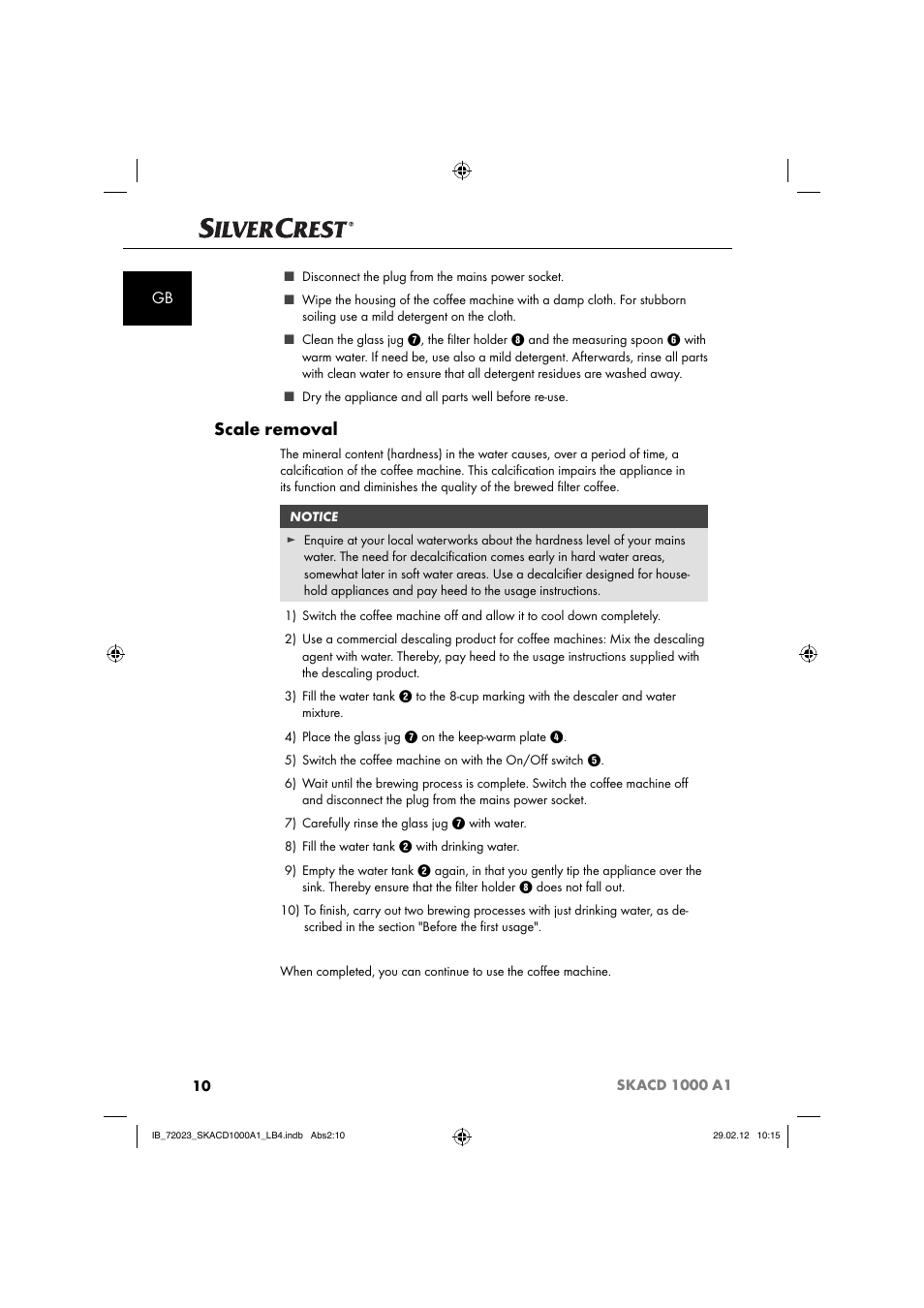 Scale removal | Silvercrest SKACD 1000 A1 User Manual | Page 12 / 55