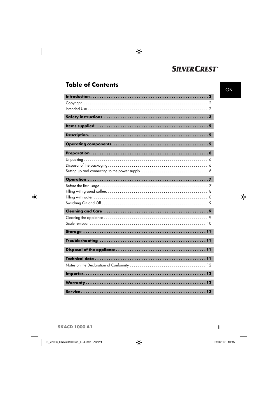 Silvercrest SKACD 1000 A1 User Manual | Page 3 / 55